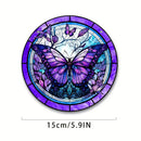 Purple Blue Butterfly Faux Stained Glass Door Hanger WindowHanging Pendant Suncatcher Window Decor GardenLiving Room Decor
