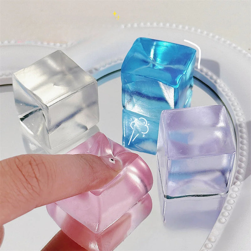 10 Pcs Mini Ice Cube Squishy Toys Release Stress Transparent Small Ice Block Pinch Children Squeezing Toy Birthday Gifts