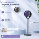 3-in-1 Modern Air Circulator Fan 5 Speeds 4 Heights Quiet Portable Pedestal Stand Fan USB-C for Home Bedroom Office RV Camping