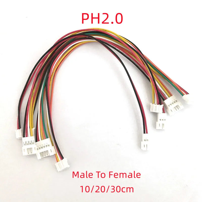 2pcs JST PH2.0 Extension Line 2/3/4/5/6Pin PH 2.0mm Male To Female Connector With Cable Length 10/20/30cm 26AWG