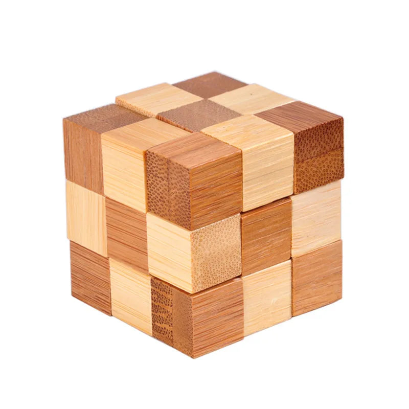 11 Types 4.5CM IQ Brain Teaser Kong Ming Lock 3D Wooden Interlocking Burr Puzzles Game Toy For Adults Kids Wholesale