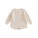 Infant Knit Jumpsuit with Long Sleeves and Round Neckline Solid Color Baby Romper Sweater Bodysuit for Cozy Outfit