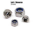 Left Hand Thread M4 M5 M6 M8 M10 M12 M16 304 A2 Stainless Steel Reverse Rotate Hexagon Nylon Insert Self Lock Nut Nylock Locknut