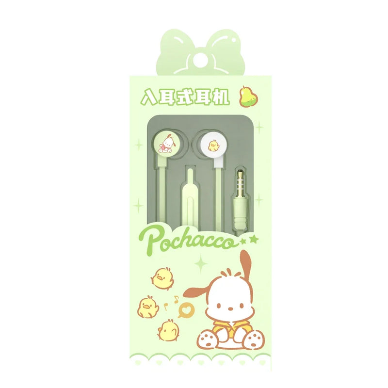 Sanrio in-ear Wired Headphones My Melody Music Sports Earbuds Kuromi Cinnamoroll Kawaii Gaming Earphones Pochacco Girls Gifts