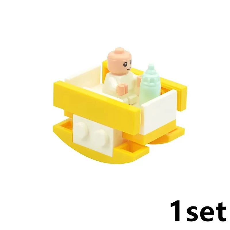 DlY Mini Food Building Block Figures Bread Fish Fruit Chicken Crab Hot Dog Cake Pizze Carrot Box Creative Toys City Parts Brick