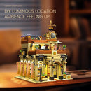 New JIESTAR 89120 MOC Retro Coffee House Shop Led Light Street View Building Blocks Star Coffee Puzzle Toys Christmas Gifts Kids