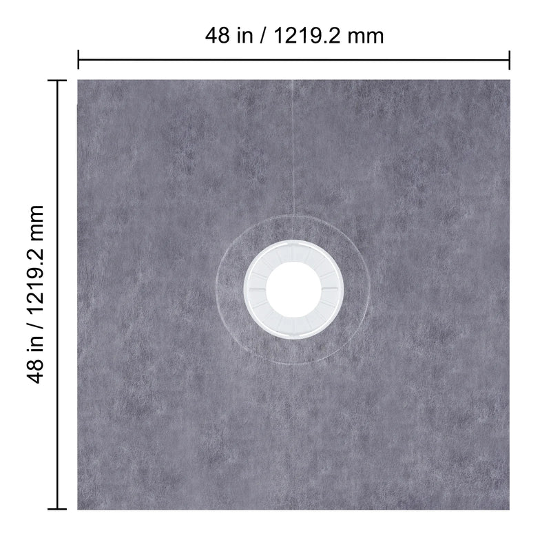 SucceBuy Waterproofing Shower Kit 48''x48'' Shower Kit Tray With Central Drain PVC/ABS Stainless Steel Grate 2 Cuttable Curb