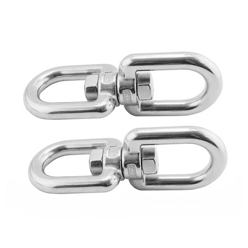 2Pc Double Ended Swivel Eye Hook 304 Stainless Steel Rotation Buckle Swivel Shackle Ring Outdoor Rock Climbing Hiking Carabiner