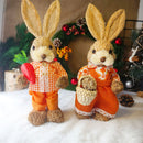 2024 New Rustic Cute Straw Rabbits Bunny Decorations Easter Party Home Garden Wedding Ornament Photo Props Crafts 35cm Decor