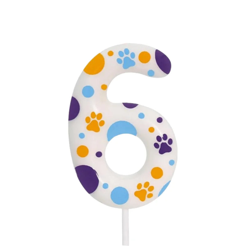 Blue Dog Paw Themed Birthday Candles, Number 2 Paw Print Birthday Party Supplies, 2.76 inch Paw Cake Topper Decorations, Birthda