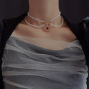 Kpop Vintage Rot Liebe Herz Anhänger Zirkon Perlenkette Choker Halskette Für Frauen Party Ästhetischer Schmuck Weihnachtsgeschenk Hot Sale