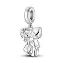 Silver Plated Boy Girl Couple Lovers Beads Charms Zirconium Dangle Fit Original Pandora Bracelet Necklace Jewelry Women
