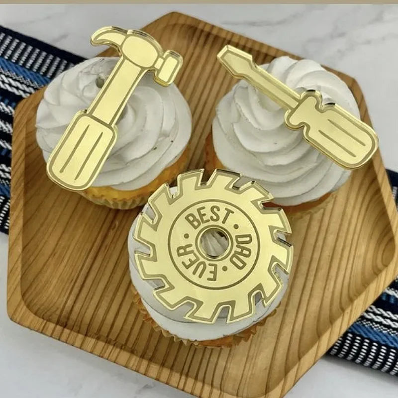 10Pcs Acrylic Dad Birthday Cakes Topper for Father's Day Party DIY Baking Cupcake Decor Tools Happy Birthday Decoration Supplies