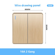 86 Type UK Standard Wall Light Switch 16A Brushed Panel ON OFF Home Power Rocker Push Button Switch 1/2/3/4 Gang 1/2Way