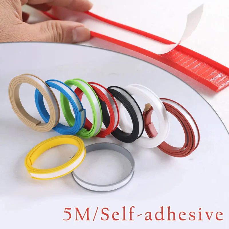 5m Self-adhesive U-shaped Edging Edge Tape Furniture Cupboard Banding Rubber Seal Strips Wooden Board Protector 9/12/15/18mm