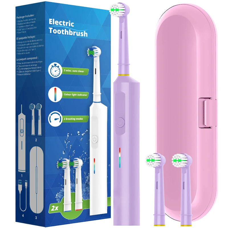 Intelligent Rotary Electric Toothbrush, Rechargeable Rotating Toothbrushes Compatible with Oral B Replacement Toothbrush Heads