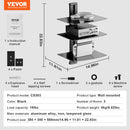 SucceBuy 4-Tier AV Media Stand Audio/Video Stand with Strengthen Tempered Glass Shevles for DVD Adjustable Media Storage Cabinet