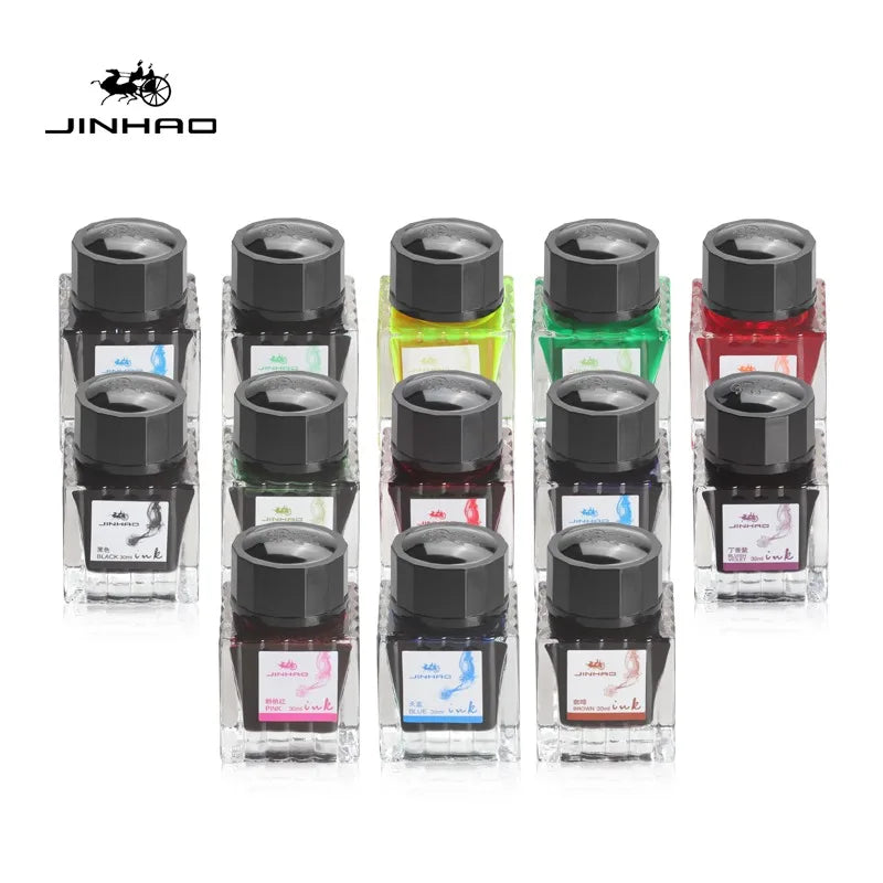 JINHAO 50ml/30ml Fountain Pen Ink Various Color Glass Bottled Ink Refill Cartridge School Writing Office Ink Supplies Stationery