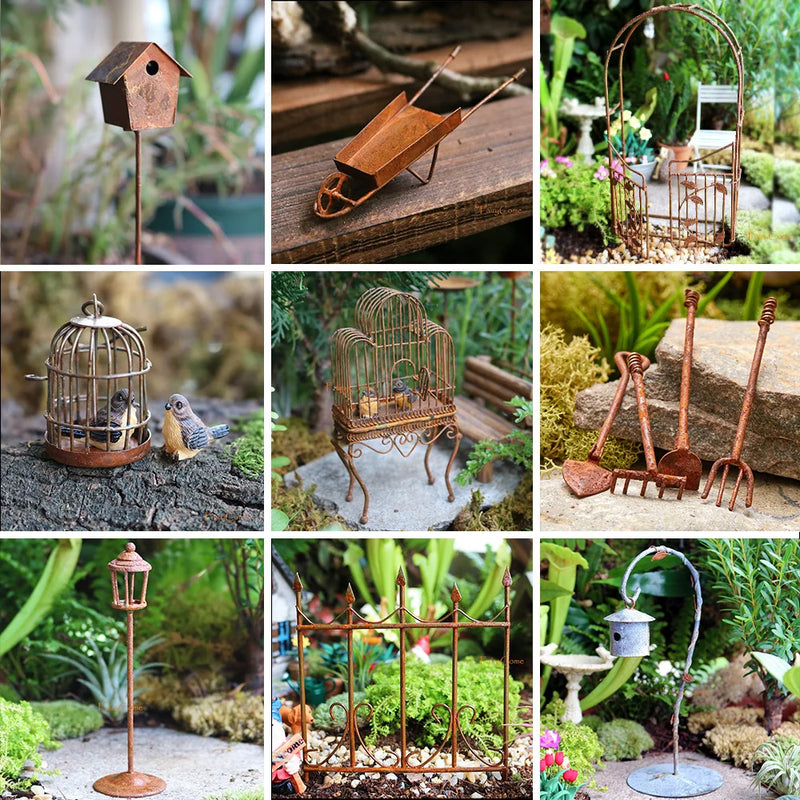 Fairy Garden Miniature Animals Items Forest Farm Garden Resin Figurines Rabbit Chicken Hutch Mini Garden Decoration Accessories