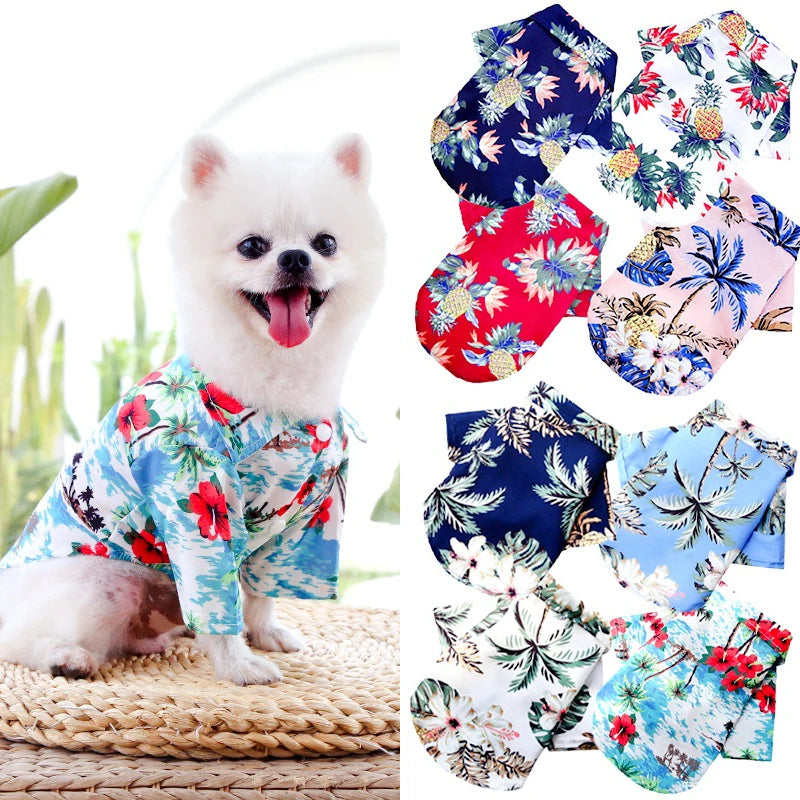 Hawaiian Style Summer Pet Shirt for Small Medium Dogs Chihuahua Yorkie Thin Breathable Vest Puppy Cat Beach T-Shirt Dog Costume