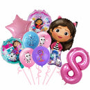 New Gabby Dollhouse Cats Birthday Party Decoration Balloon Pink Cartoon Tableware Backdrop Baby Shower Kids Girls Party Supplies