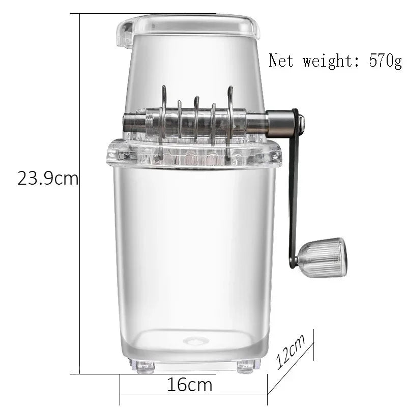 Multifunctional Manual Ice Crusher Mini Ice Shaver Chopper 1.25L Manual Snow Cone Smoothie Maker