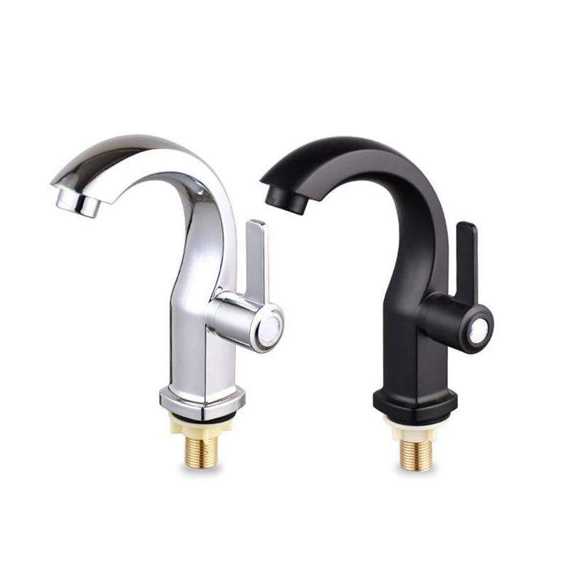 1pc ABS Bathroom Basin Faucet Water Purifier Single Lever Hole Tap Single Cold Silver Moon Shaped Bathroom Faucets