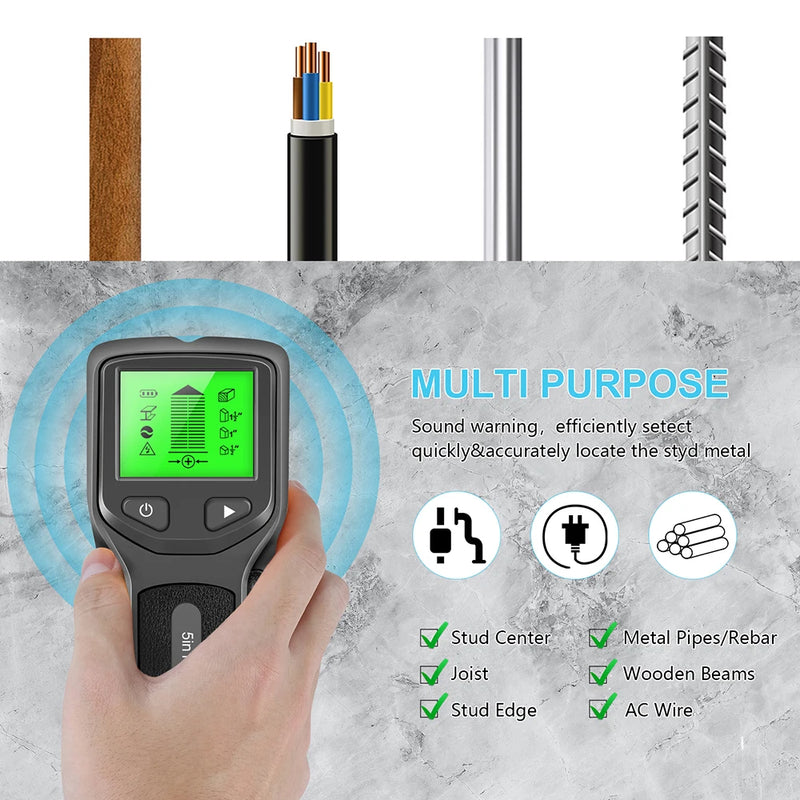 5 In 1 Metal Detector Find Metal Wood Studs AC Wire Cable Pipe Wall Scanner Electric Box Finder Wall Detector