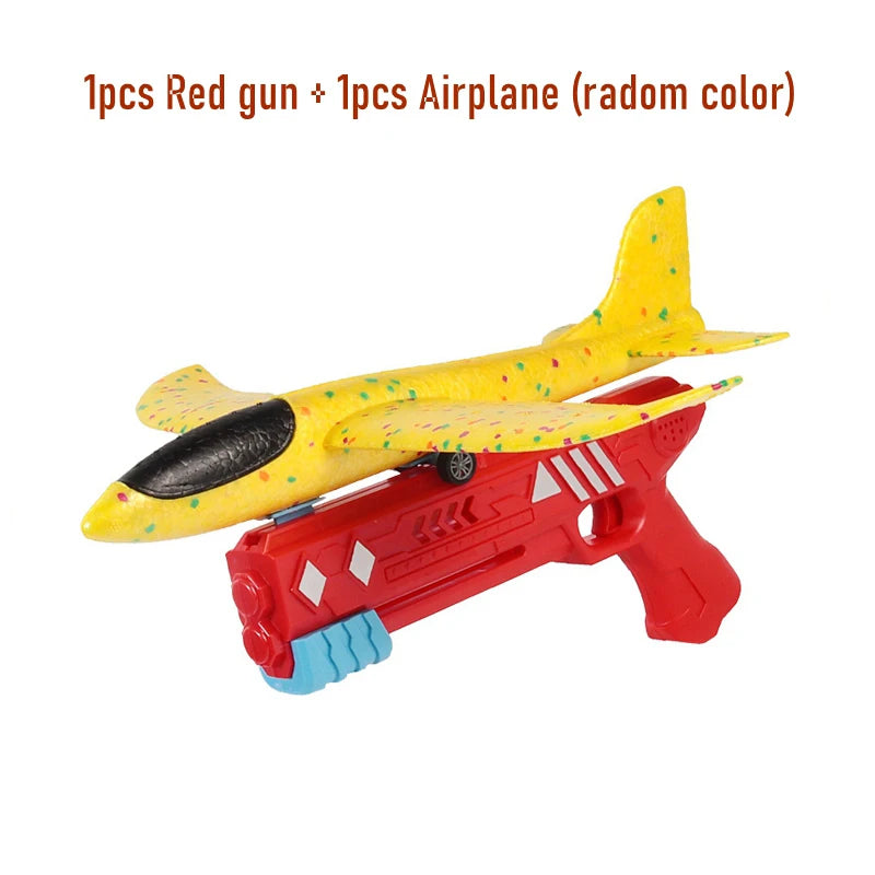 Kids Toys Catapult Plane Gun-style Launching Aircraft Gunner Throwing Aircraft Toys for Boys Birthday Christmas Gifts