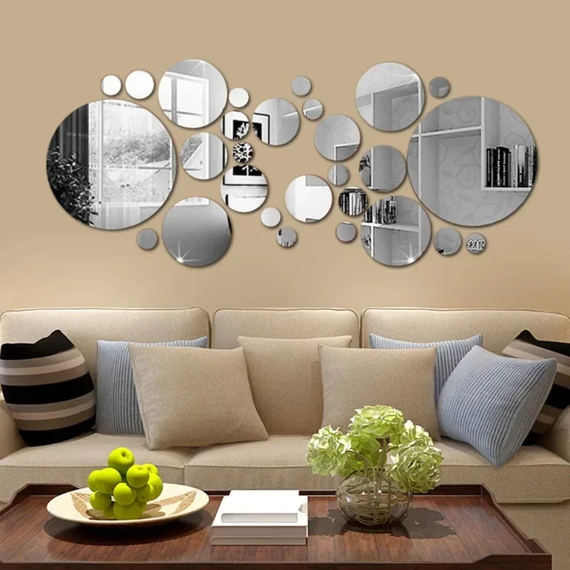 26pcs 3D Mirror Wall Sticker Round Mirror DIY TV Background Room Stickers Wall Decor bedroom Bathroom Home Decoration mirror