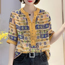 Elegant Fashion Rivet Casual Printing Diamonds Diamonds Pullovers 2024 New Summer Short Sleeve Loose Temperament Shirt T-Shirt