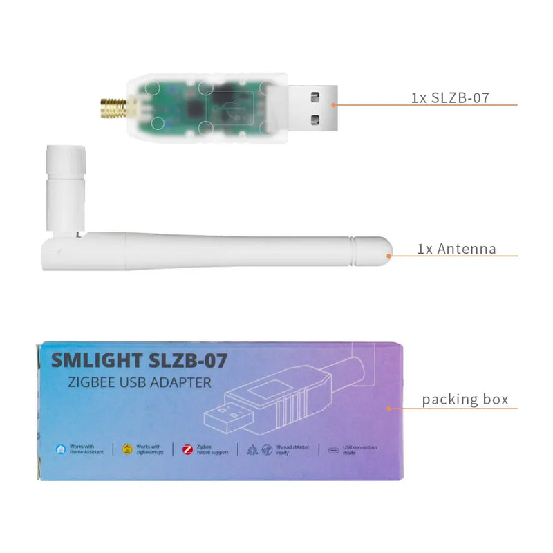 Zigbee 2.4 GHz SMLIGHT SLZB-07 USB Adapter ZHA Zigbee2MQTT Home Assistant EFR32MG21 With Bluetooth Smallest Thread/Matter