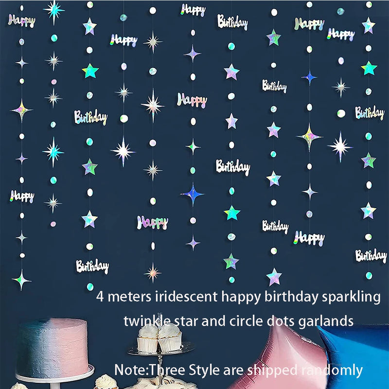 Gold 30th Happy Birthday Party Paper Banners Decorations Number 30 Year Old Circle Dots Twinkle Star Garlands Hanging Backdrops