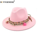 BUTTERMERE Womens Fedora Hat Wool Khaki Jazz Hats Female National Casual Large Brim Vintage Autumn Classic Felt Hat And Cap 2022