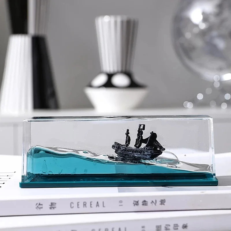 Black Pearl Ship in Fluid Liquid Drift Bottle Barcos Black Pearl Ship Floating Boat Titanic Bottle Living Room Decorations Gifts