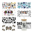 3D UV DTF Transfers Aufkleber 16oz Becher Wraps Papa Vatertag Bedruckt für DIY Glas Keramik Metall Leder Etc. D16893