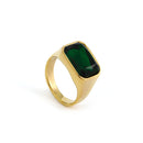 Luxury Fashion Stainless Steel Crystal Rings For Women Vintage Green Cubic Zircon Rhinestone Ring Party Statement Rings Jewelry