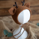 Newborn Wool Felt Fox Flower Bonnet Newborn Photography Props Baby Animal Floral Garden Hat Photo Shoot