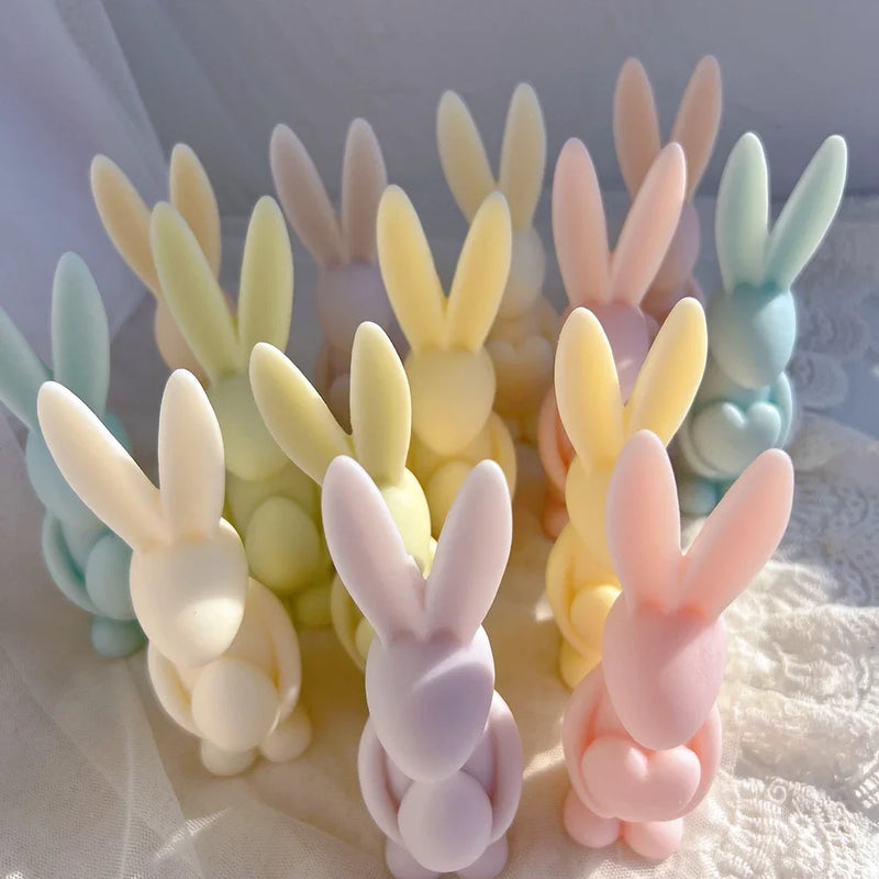 Egg Bunny Silicone Mold Long Eared Rabbit Silicone Candle Molds Heart Animal Wax Mould Easter Home Decor