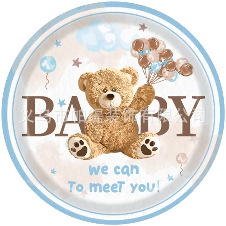 Cartoon Bear Disposable Tableware We Can Bearly Wait Baby Bear Plates Napkin Bear Theme Kids Birthday Party Babyshower Decor