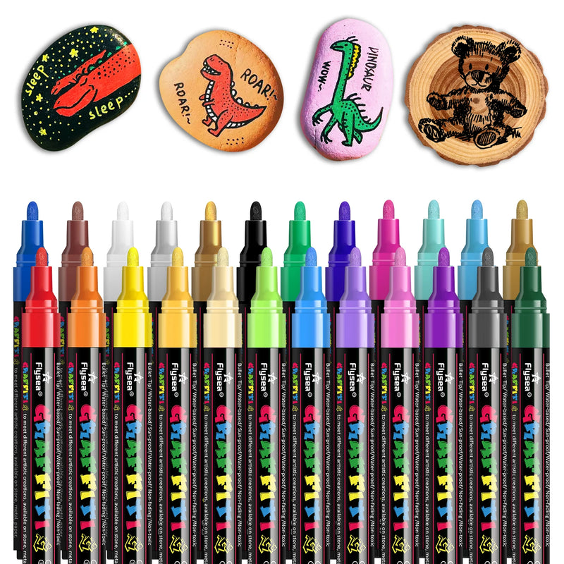 12/18/24Pcs/Set Acrylic Graffiti Pens for Fabric, Canvas, Rock, Glass, Wood, Medium Tip, Ideal Art Supplies for Adults and Kids