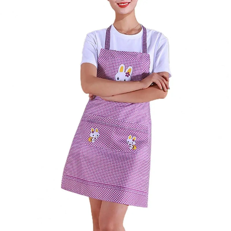 Kitchen Apron Home Cleaning Tools Double Pocket Cartoon Rabbit Adults Lady Women Apron Easter Cotton Linen Household Supplies