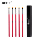 BEILI Red 5PCS Makeup Brushes Synthetic hair Eyebrow Eyeliner Natural goat hair Eyeshadow blending кисти для макияжа