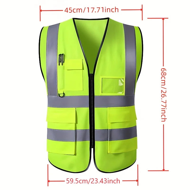 Summer Unisex Mesh Safety Vests High-Visibility Durable Breathable Zippered Pockets Comfortable Reflective for Enhanced Safety