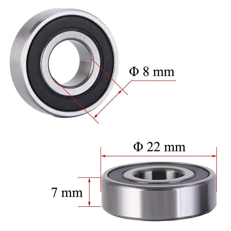 10Pcs 608 ZZ 608RS Ball Bearings 608ZZ Metal Double Shielded Miniature Deep Groove Skateboard Ball Bearings 8mm X 22mm X 7mm