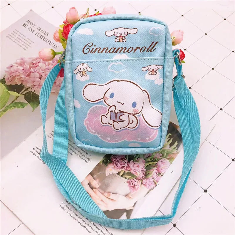 Sanrio Hello Kitty Shoulder Bag Kawaii Cute Cinnamoroll My Melody Kuromi Earphone Phone Storage Bags PU Crossbody bag Girl Gift