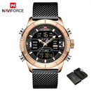 NAVIFORCE Men Watch Top Luxury Brand Man Military Sport Quartz Wrist Watches Stainless Steel LED Digital Clock Relogio Masculino