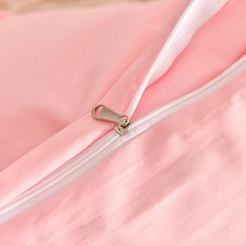 Kuup 3pcs Solid Color Bedding Set Duvet Cover Set Soft Bedding Printing Bed Linen Queen Size Bedding Set Fashion（Without Sheet）
