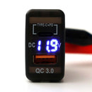 36W Dual-USB-Schnellladegerät QC3.0 Typ C+PD Armaturenbrett-Steckdose LED-Voltmeter für Toyota Hilux FJ Cruiser Honda
