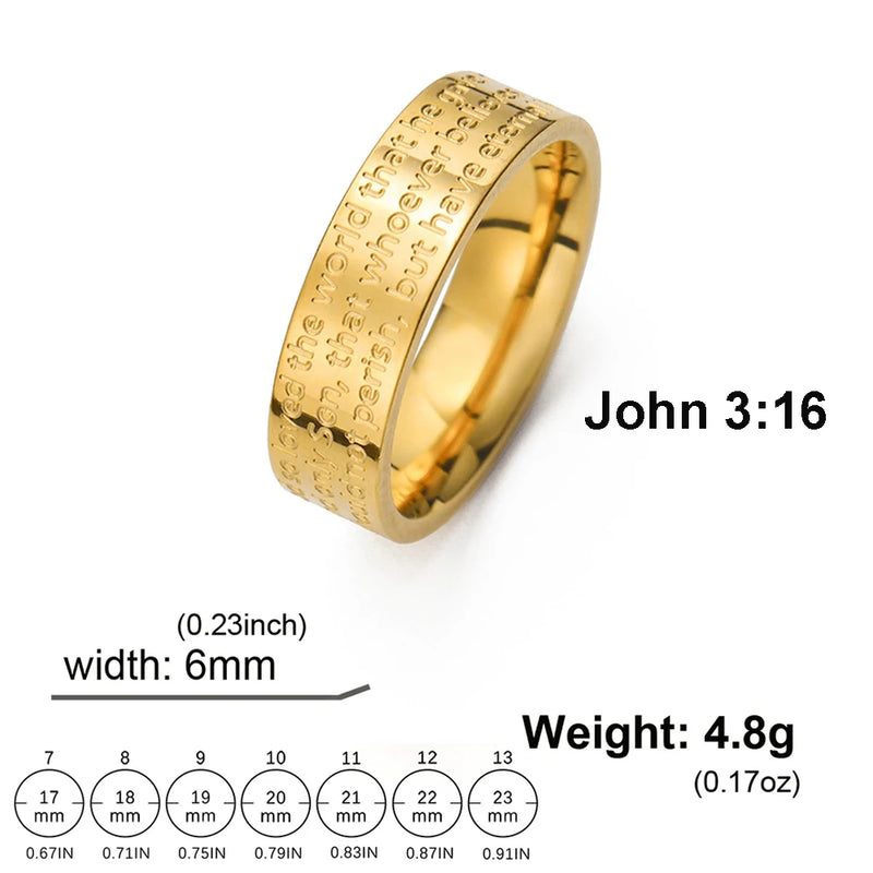 Jeshayuan Christmas Gift John 3:16 Ring For God So Love The World Bible Verse Ring Christian Jewelry Meaningful Gift